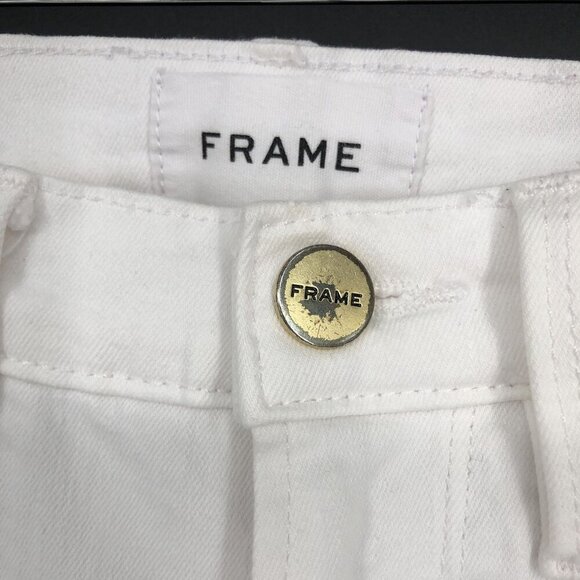 Frame Women's Le Skinny De Jeanne Crop Jeans Size 25 White Mid Rise Coastal - Picture 3 of 11
